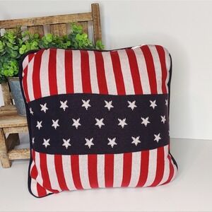 Red White and Blue Stars and Stripes Knit Flag Pillow